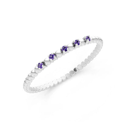 Dainty Round Cut 5 Stone Beaded Ring