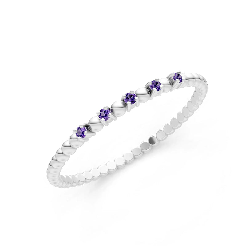 Dainty Round Cut 5 Stone Beaded Ring