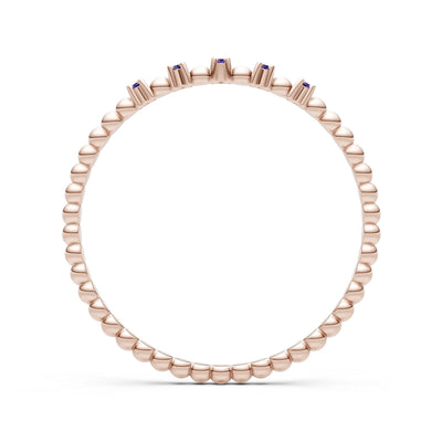 Dainty Round Cut 5 Stone Beaded Ring