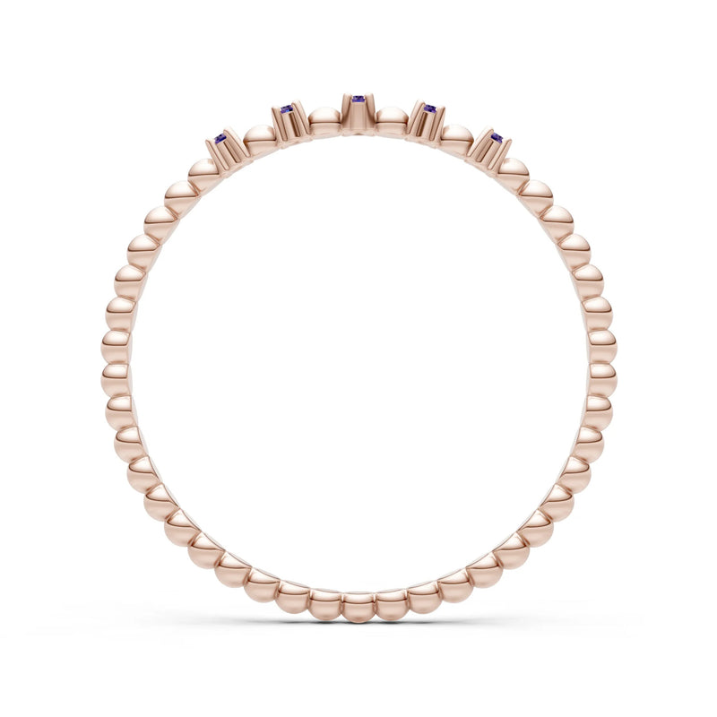 Dainty Round Cut 5 Stone Beaded Ring