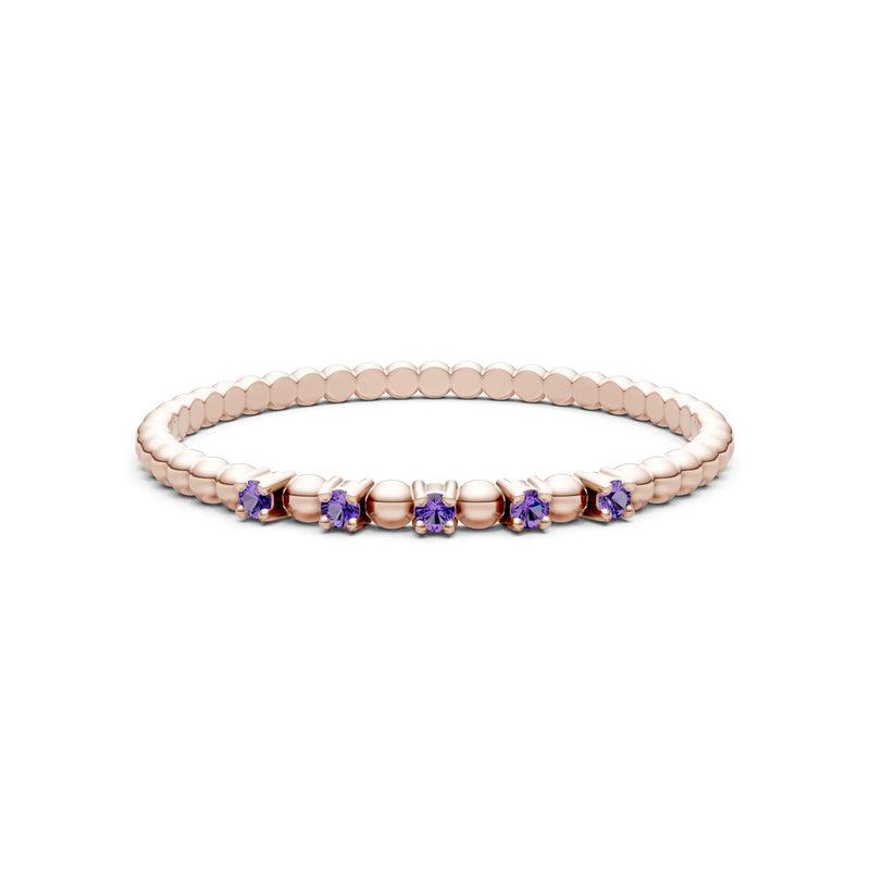 Dainty Round Cut 5 Stone Beaded Ring