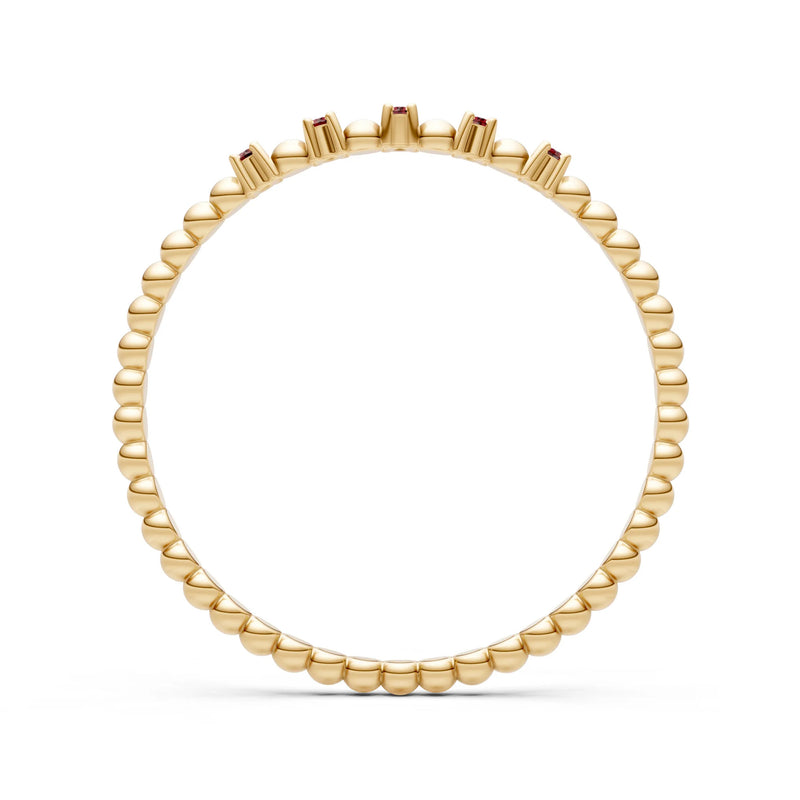 Dainty Round Cut 5 Stone Beaded Ring