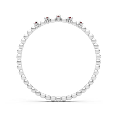Dainty Round Cut 5 Stone Beaded Ring