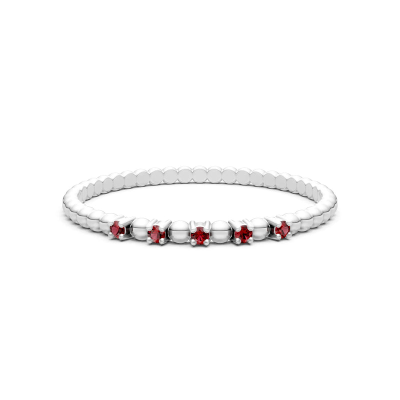 Dainty Round Cut 5 Stone Beaded Ring