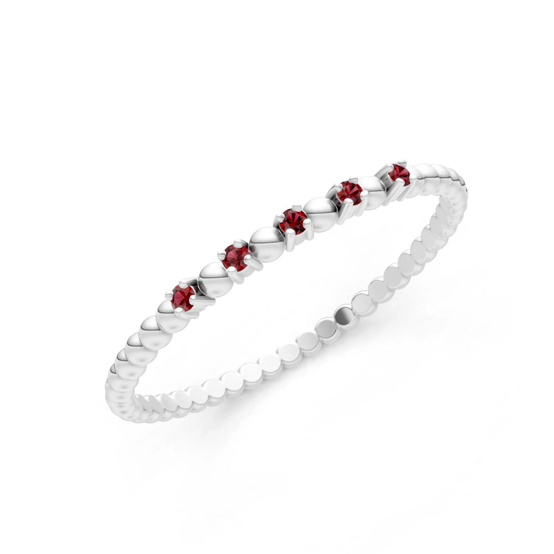 Dainty Round Cut 5 Stone Beaded Ring