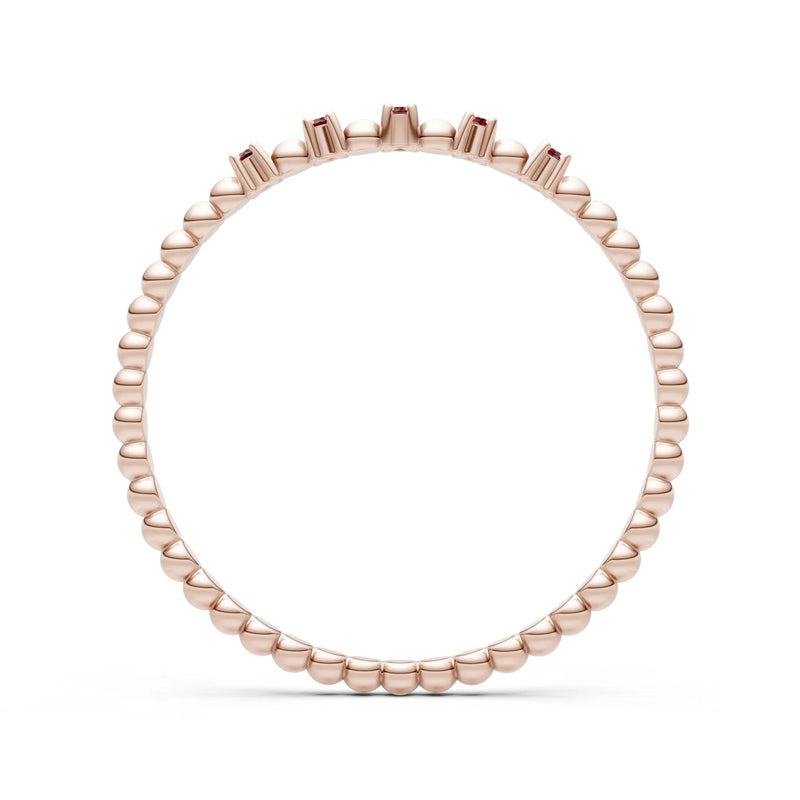 Dainty Round Cut 5 Stone Beaded Ring
