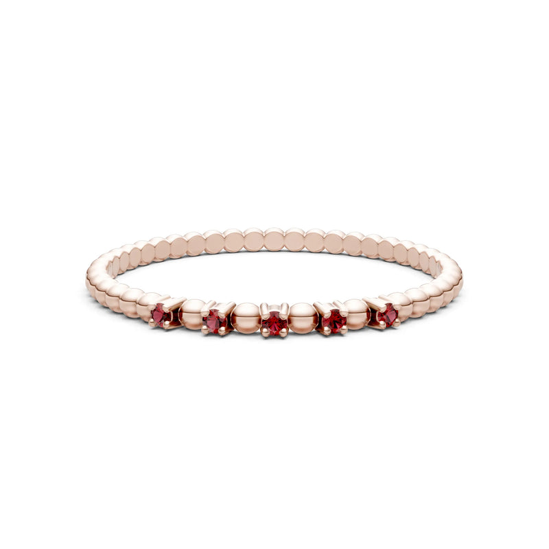 Dainty Round Cut 5 Stone Beaded Ring