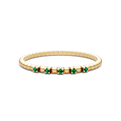 Emerald Dainty Round Cut 5 Stone Beaded Ring
