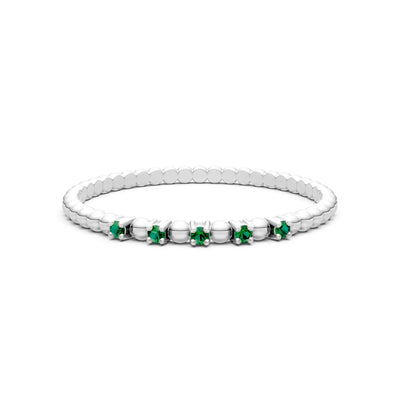 Emerald Dainty Round Cut 5 Stone Beaded Ring