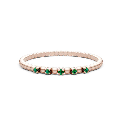 Emerald Dainty Round Cut 5 Stone Beaded Ring
