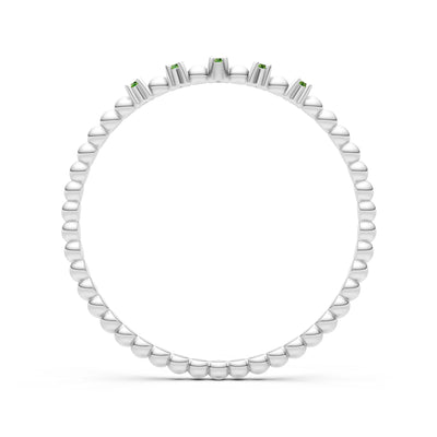 Peridot Dainty Round Cut 5 Stone Beaded Ring