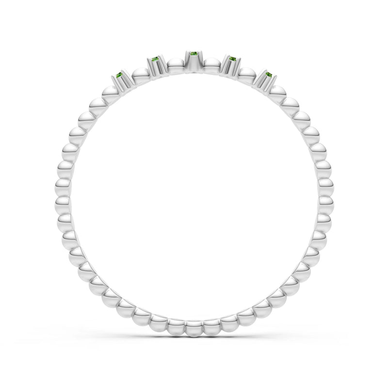 Peridot Dainty Round Cut 5 Stone Beaded Ring