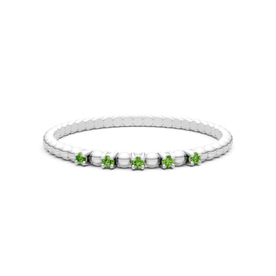 Peridot Dainty Round Cut 5 Stone Beaded Ring