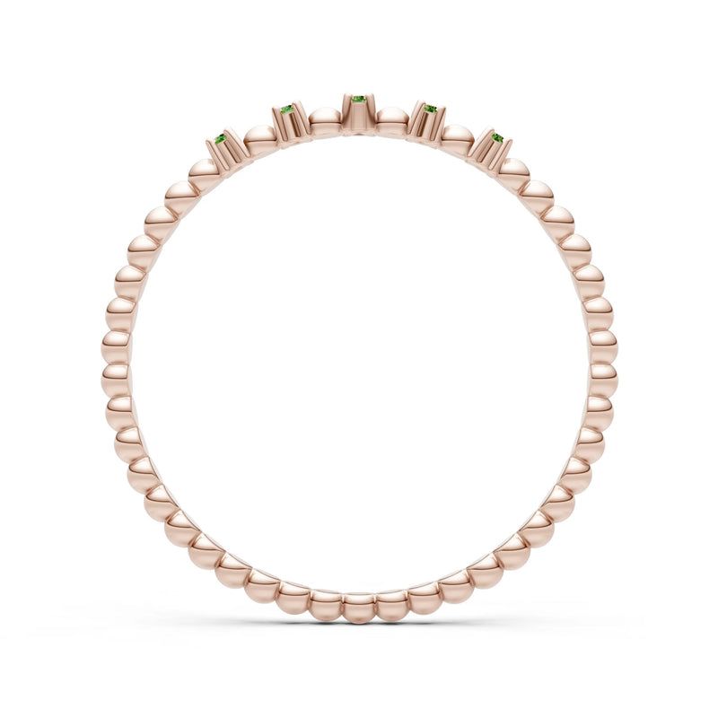Peridot Dainty Round Cut 5 Stone Beaded Ring