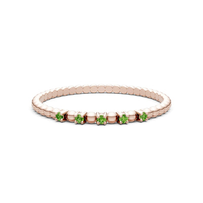 Peridot Dainty Round Cut 5 Stone Beaded Ring