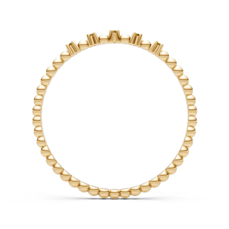 Dainty Round Cut 5 Stone Beaded Ring