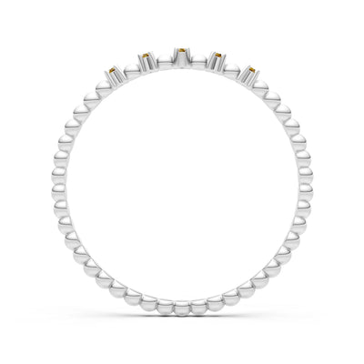 Dainty Round Cut 5 Stone Beaded Ring