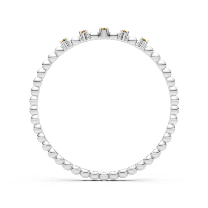 Dainty Round Cut 5 Stone Beaded Ring