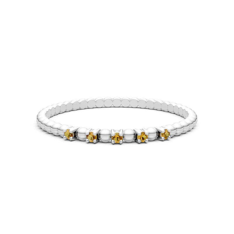 Dainty Round Cut 5 Stone Beaded Ring