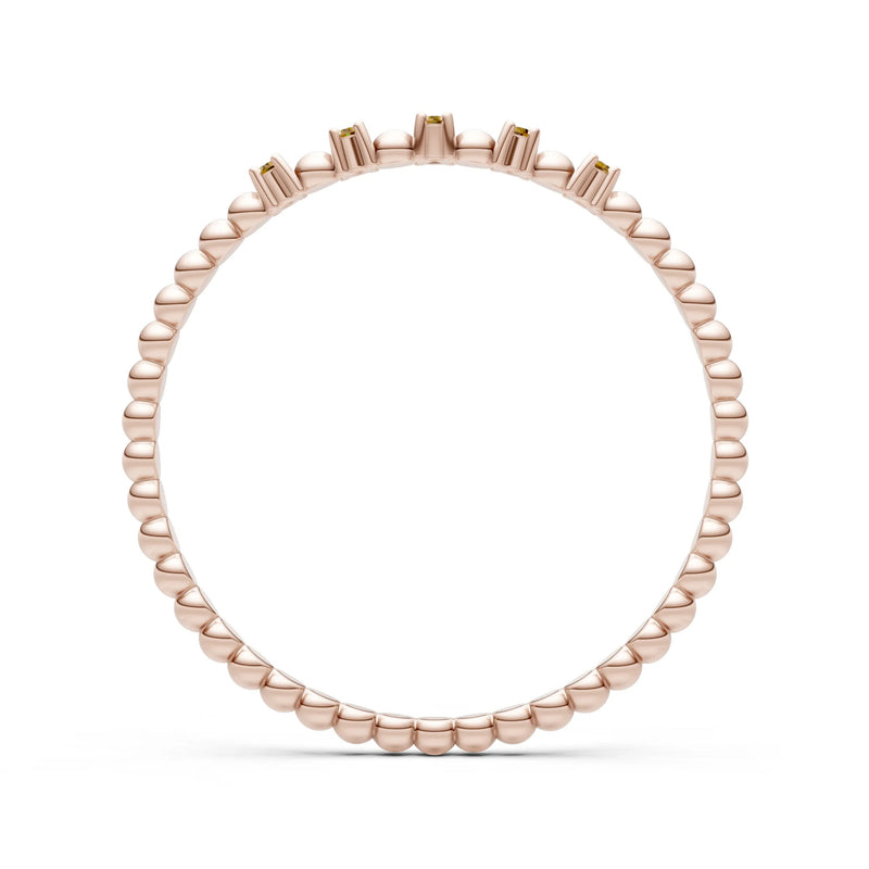 Dainty Round Cut 5 Stone Beaded Ring