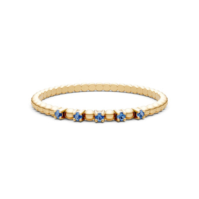 London Blue Topaz Dainty Round Cut 5 Stone Beaded Ring