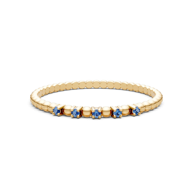 London Blue Topaz Dainty Round Cut 5 Stone Beaded Ring