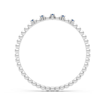 London Blue Topaz Dainty Round Cut 5 Stone Beaded Ring
