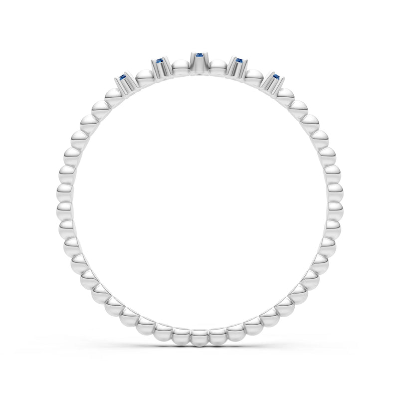 London Blue Topaz Dainty Round Cut 5 Stone Beaded Ring