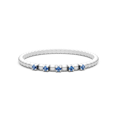 London Blue Topaz Dainty Round Cut 5 Stone Beaded Ring