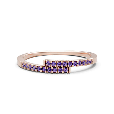 Amethyst Dainty Crisscross Half Band