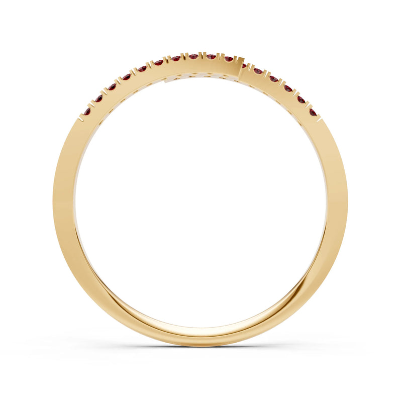 Garnet Dainty Crisscross Half Band
