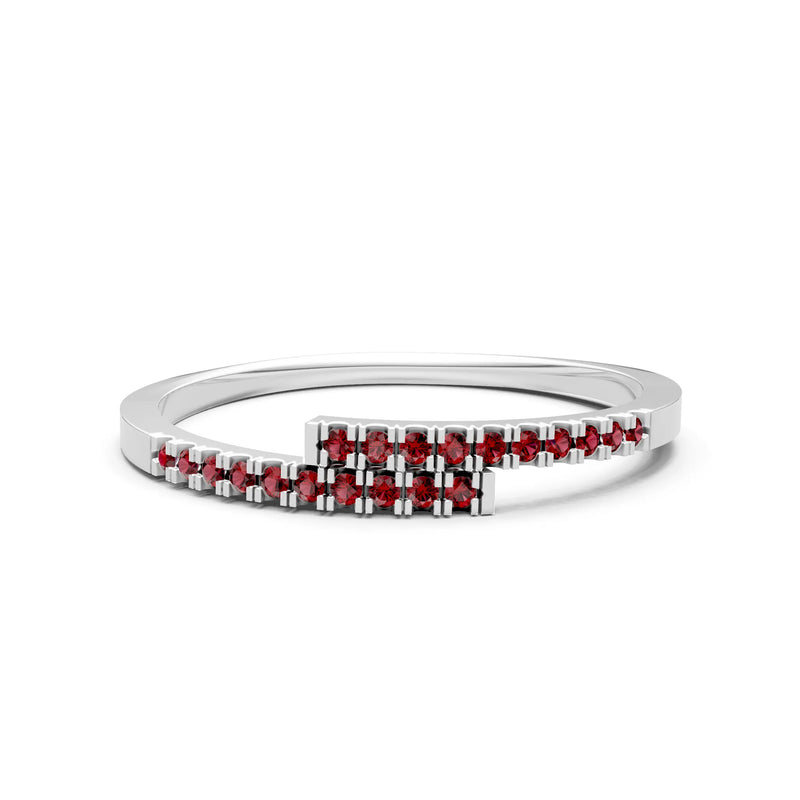 Garnet Dainty Crisscross Half Band