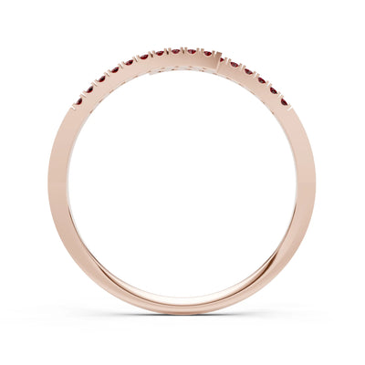 Garnet Dainty Crisscross Half Band