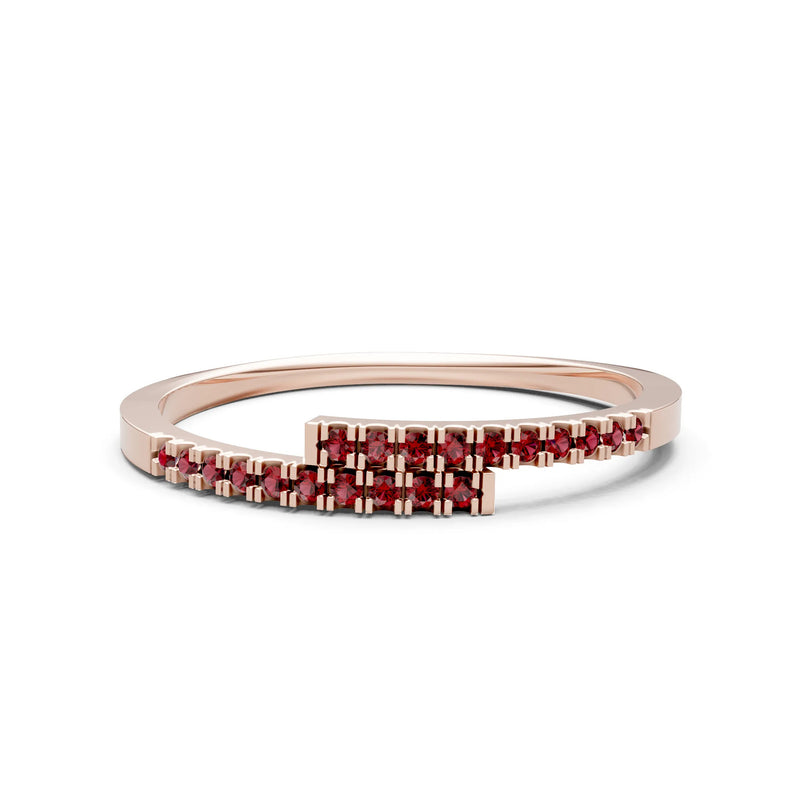Garnet Dainty Crisscross Half Band