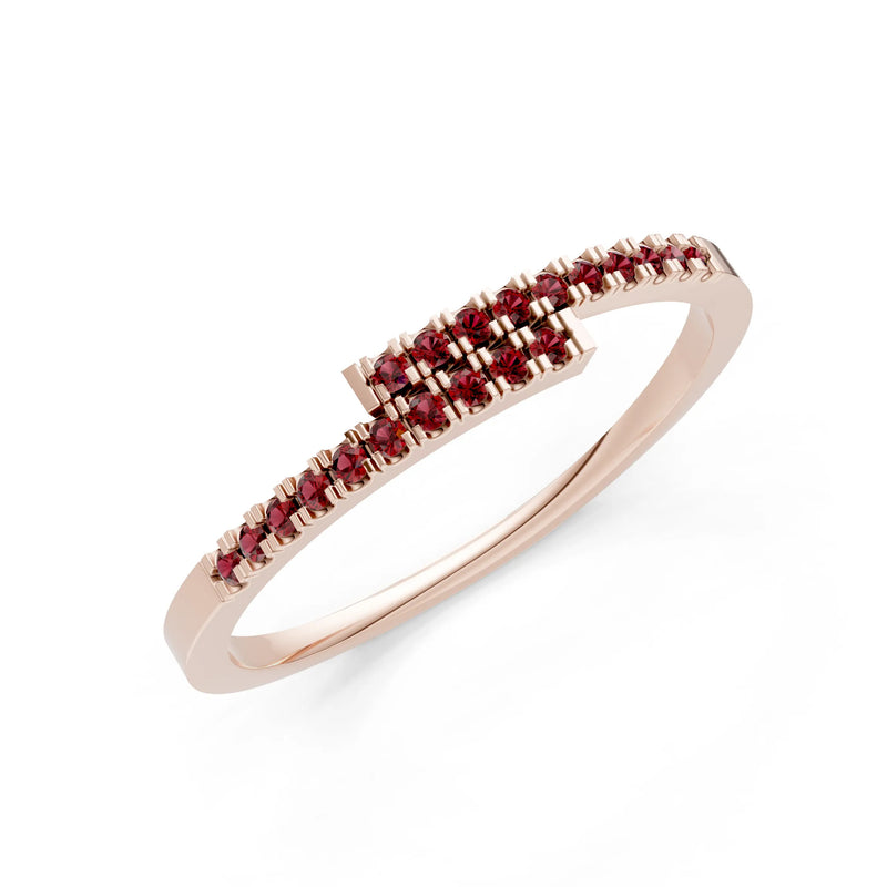 Garnet Dainty Crisscross Half Band