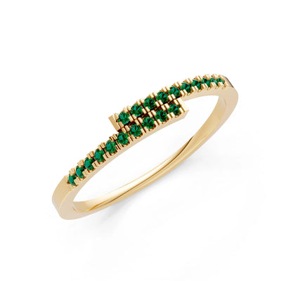 Emerald Dainty Crisscross Half Band