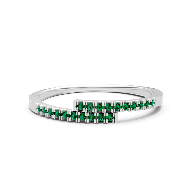 Emerald Dainty Crisscross Half Band