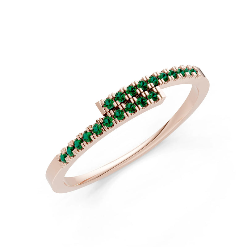 Emerald Dainty Crisscross Half Band