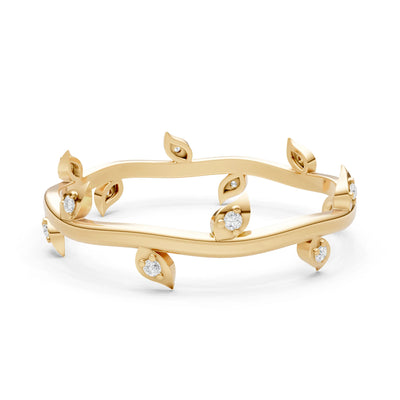 Diamond Dainty Leaf Motif Prong Eternity Band