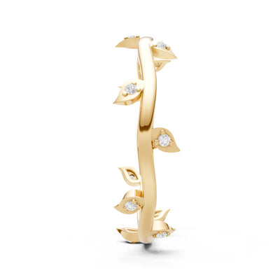 Diamond Dainty Leaf Motif Prong Eternity Band