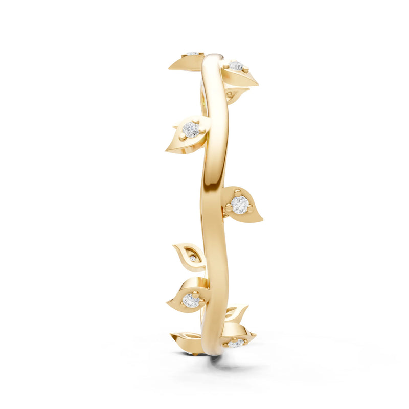 Diamond Dainty Leaf Motif Prong Eternity Band