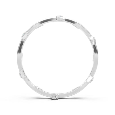 Diamond Dainty Leaf Motif Prong Eternity Band