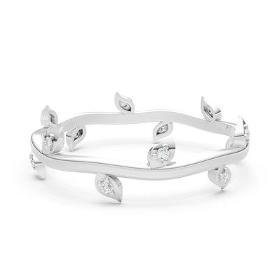 Diamond Dainty Leaf Motif Prong Eternity Band