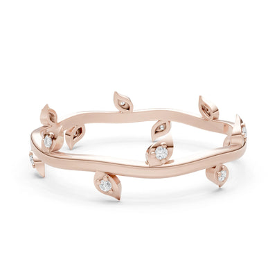 Diamond Dainty Leaf Motif Prong Eternity Band