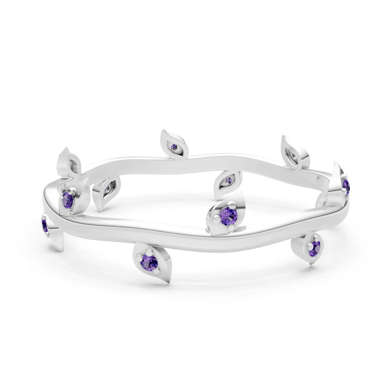 Dainty Leaf Motif Prong Eternity Band