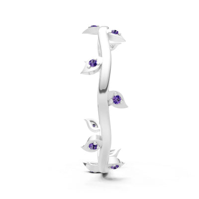 Dainty Leaf Motif Prong Eternity Band