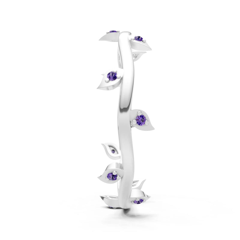 Dainty Leaf Motif Prong Eternity Band
