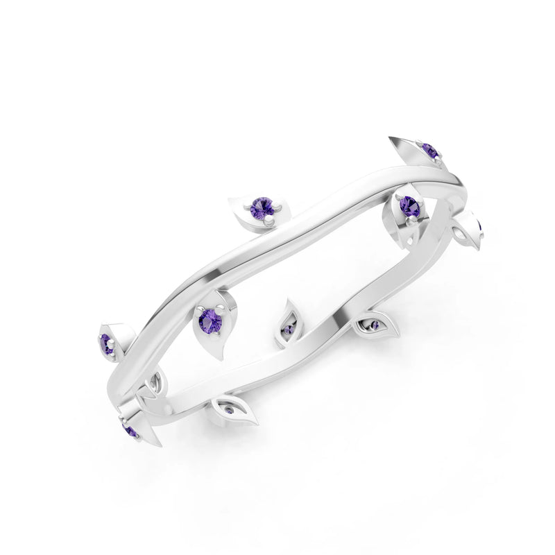Dainty Leaf Motif Prong Eternity Band