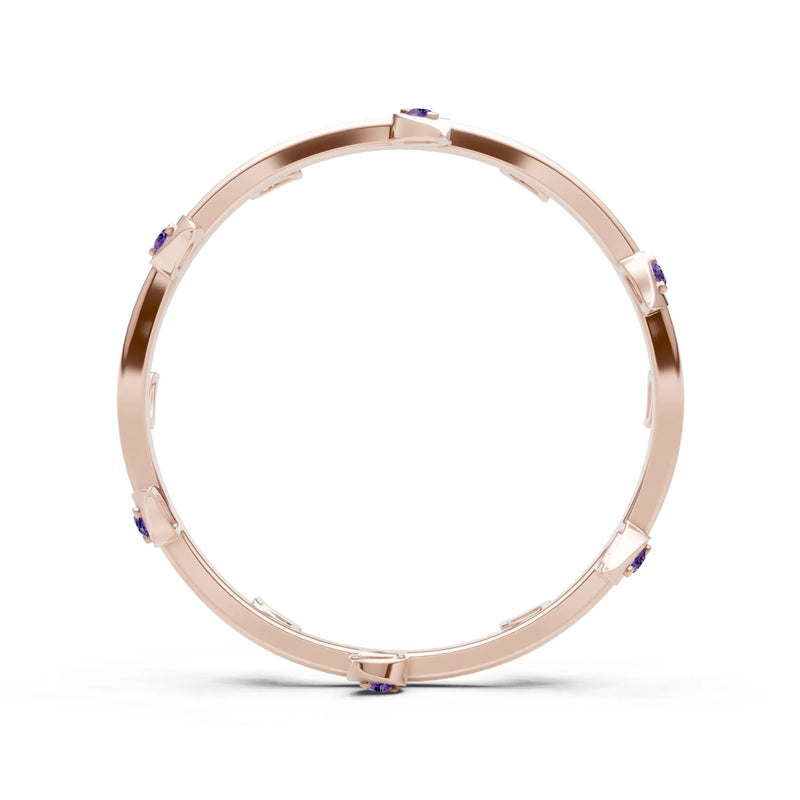Dainty Leaf Motif Prong Eternity Band