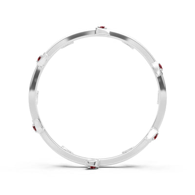 Garnet Dainty Leaf Motif Prong Eternity Band
